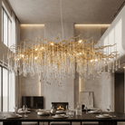 Lukas Oval Branching Brass Linear Teardrop Chandelier - 61" LengthDark CopperBlushlighting
