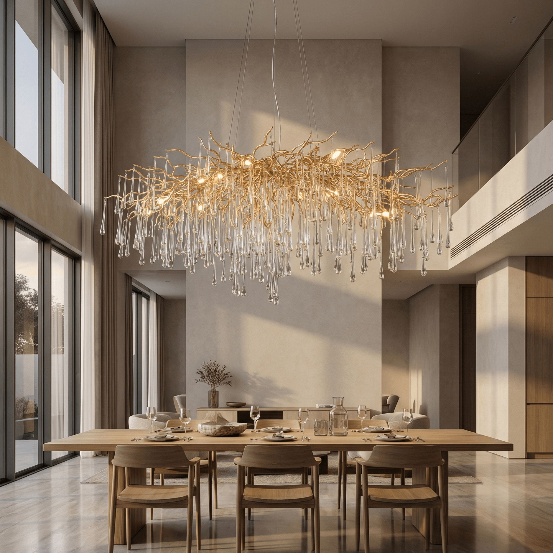 Lukas Oval Branching Brass Linear Teardrop Chandelier - 47" lengthDark CopperBlushlighting