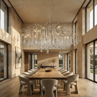 Lukas Oval Branching Brass Linear Teardrop Chandelier - 73" LengthDark CopperBlushlighting