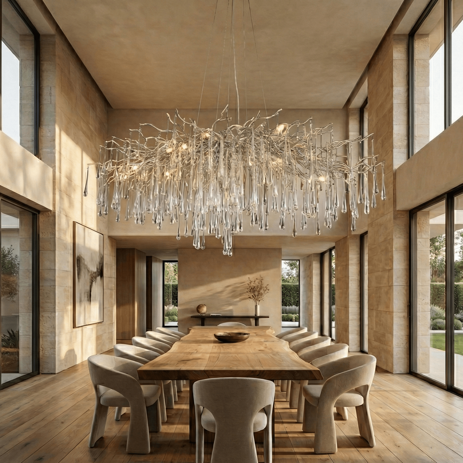 Lukas Oval Branching Brass Linear Teardrop Chandelier - 73" LengthDark CopperBlushlighting