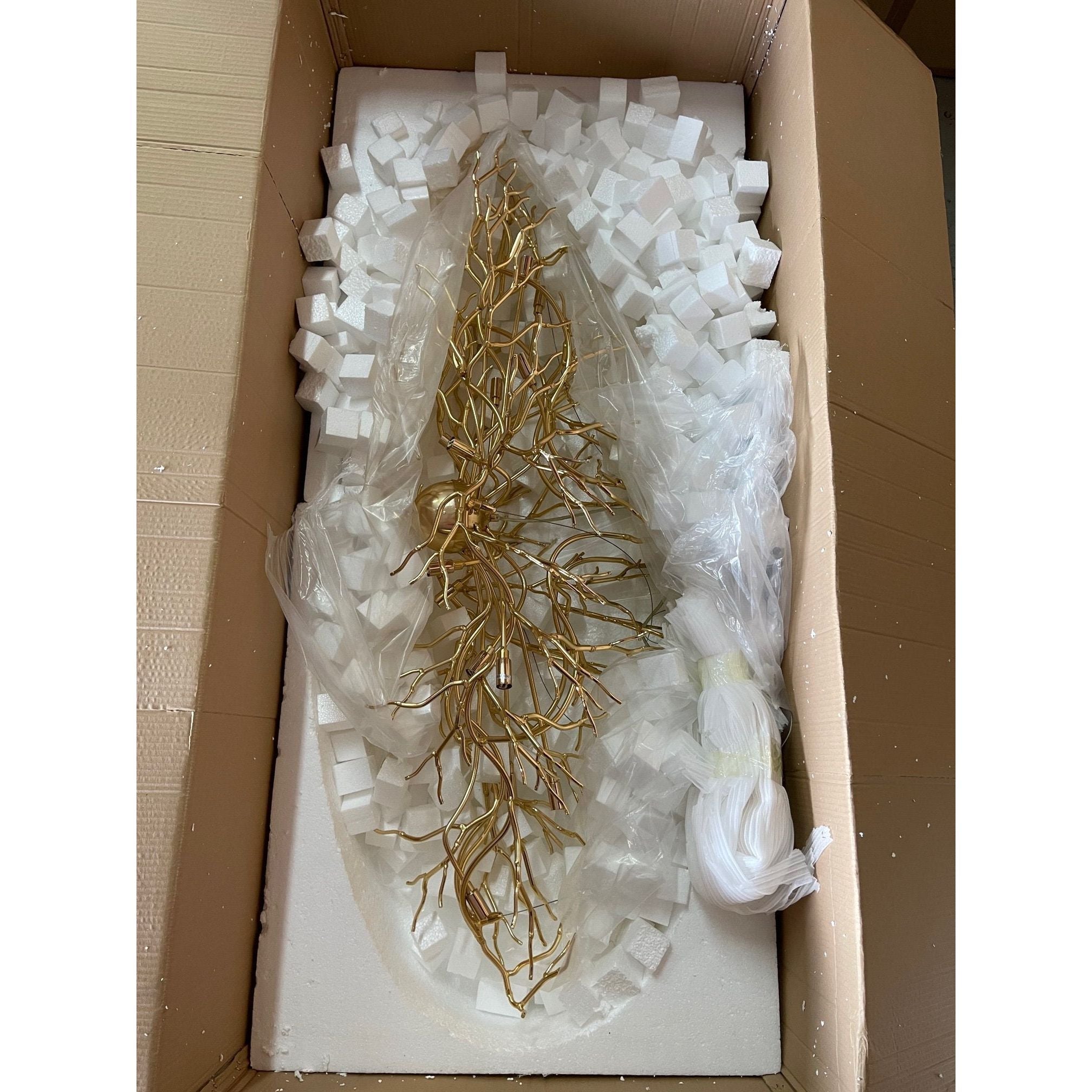 Lukas Oval Branching Brass Linear Teardrop Chandelier - 73" LengthDark CopperBlushlighting