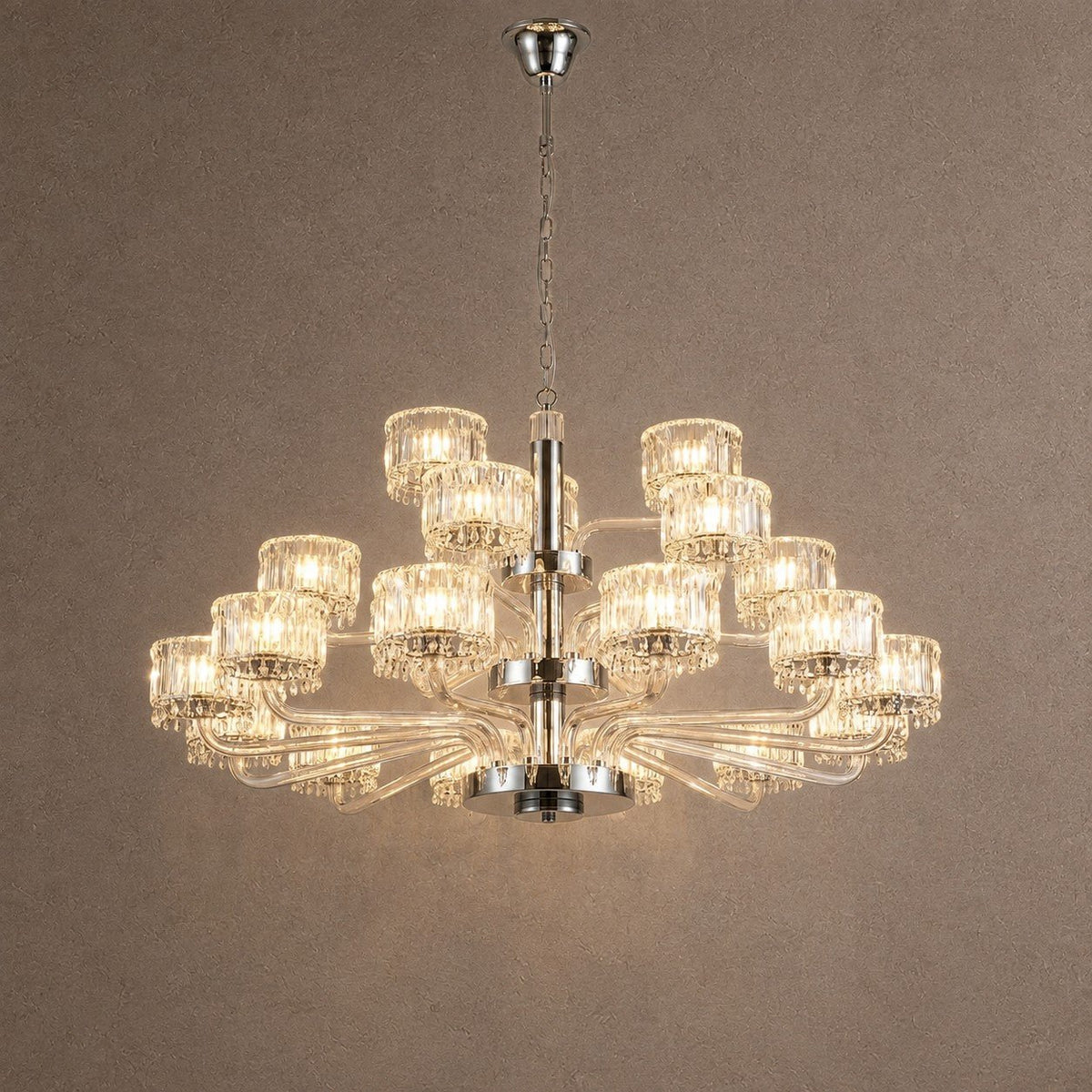 Lumiere Transitional Chrome Crystal Chandelier - Ø39.4" × H21.3" (Ø100 × H54 cm)Blushlighting