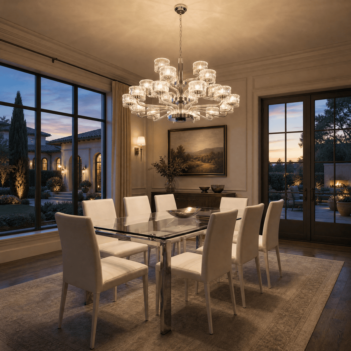 Lumiere Transitional Chrome Crystal Chandelier - Ø39.4" × H21.3" (Ø100 × H54 cm)Blushlighting