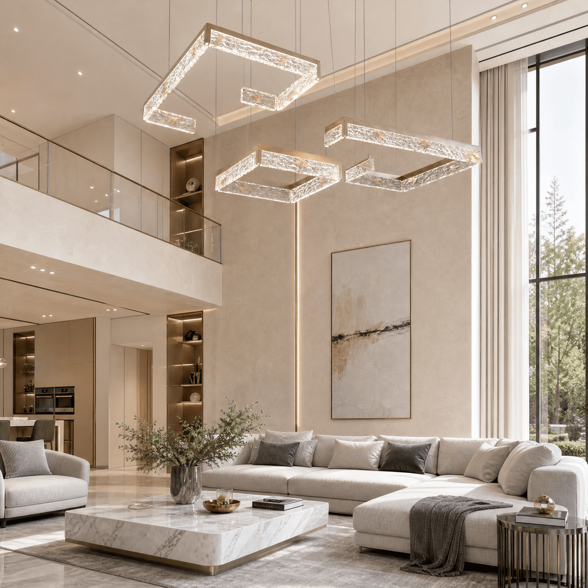 Luminous Cube Modern Multi-Tier Cluster Chandelier - Blushlighting