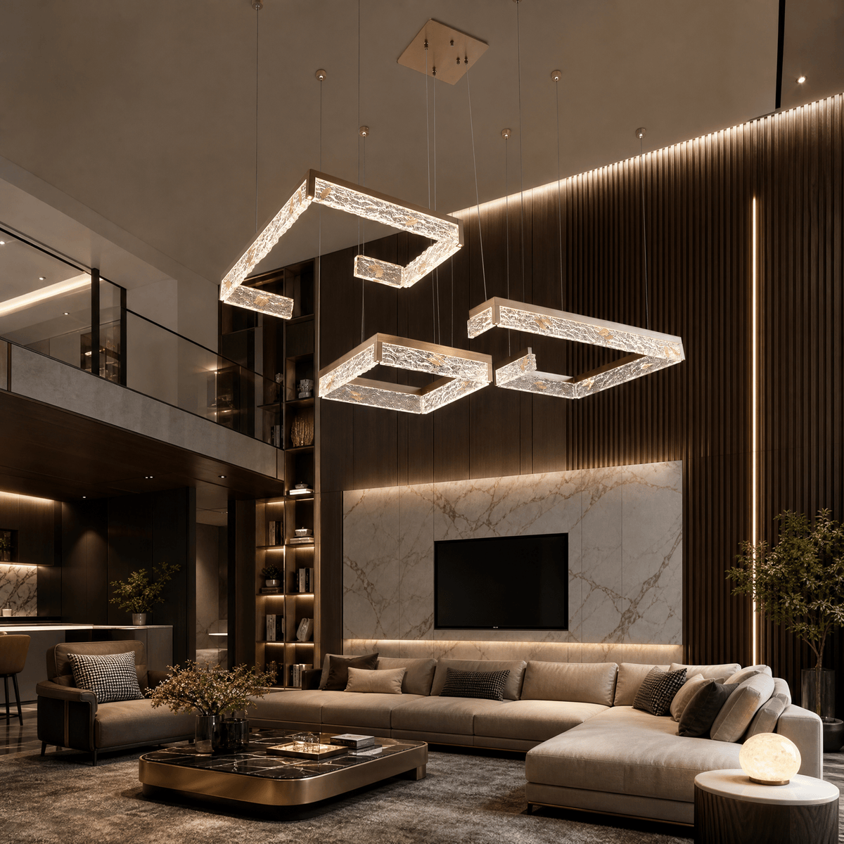 Luminous Cube Modern Multi-Tier Cluster Chandelier - Blushlighting