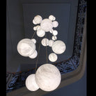 Luna Alabaster Sphere Staircase Chandelier, Multi Pendant Light - 18 Balls ABlushlighting