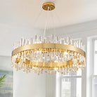 Luxurious 16-Light Brass Gold Crystal Chandelier – Modern Round 2‑Tier Design