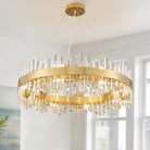 Luxurious 16-Light Brass Gold Crystal Chandelier – Modern Round 2‑Tier Design