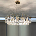 Luxurious K9 Crystal Chandelier Modern Ceiling Light Fixtures Set for Living Room/Dining Room - Round: D39.4"*H9"/12 Lights/26 kgGoldWarm LightBlushlighting