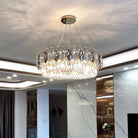 Luxurious K9 Crystal Chandelier Modern Ceiling Light Fixtures Set for Living Room/Dining Room - Round: D39.4"*H9"/12 Lights/26 kgGoldWarm LightBlushlighting
