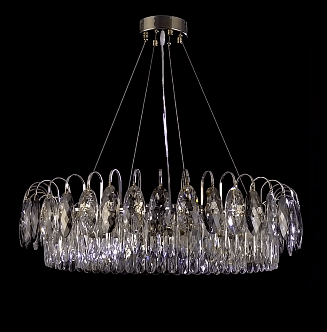Luxurious K9 Crystal Chandelier Modern Ceiling Light Fixtures Set for Living Room/Dining Room - Rectangle: L33.5"*W9''*H9"/8 Lights/17.2 kgGoldWarm LightBlushlighting