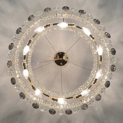 Luxurious K9 Crystal Chandelier Modern Ceiling Light Fixtures Set for Living Room/Dining Room - Round: D19.7"*H9"/6 Lights/11 kgSilverWarm LightBlushlighting