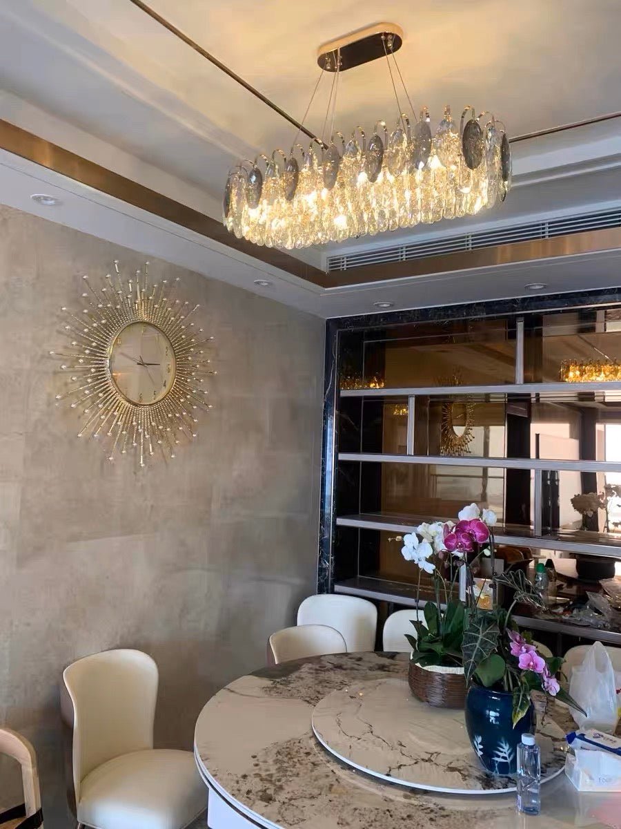Luxurious K9 Crystal Chandelier Modern Ceiling Light Fixtures Set for Living Room/Dining Room-Chandeliers-Blushlighting-Rectangle: L33.5"*W9''*H9"/8 Lights/17.2 kg-Gold-Warm Light-Blushlighting