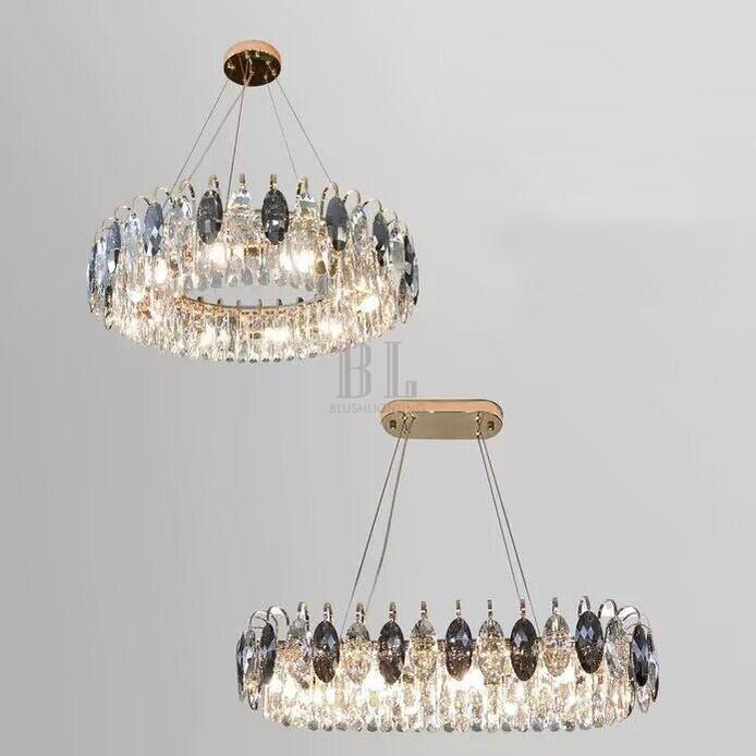 Luxurious K9 Crystal Chandelier Modern Ceiling Light Fixtures Set for Living Room/Dining Room-Chandeliers-Blushlighting-Custom-Gold-Warm Light-Blushlighting
