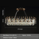 Luxurious K9 Crystal Chandelier Modern Ceiling Light Fixtures Set for Living Room/Dining Room-Chandeliers-Blushlighting-Rectangle: L37.4"*W9''*H9"/10 Lights/20.5 kg-Gold-Warm Light-Blushlighting