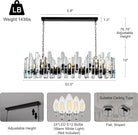 Luxury 54" Black Rectangular Crystal Chandelier with Adjustable Chain - BlackRectangular - L54"Blushlighting