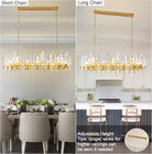 Luxury 54" Gold Crystal Chandelier – 24 Light Rectangular Fixture for Dining & Living Rooms - GoldRectangular - L54"Blushlighting