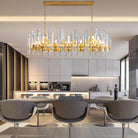 Luxury 54" Gold Crystal Chandelier – 24 Light Rectangular Fixture for Dining & Living Rooms - GoldRectangular - L54"Blushlighting