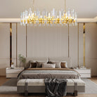 Luxury 54" Gold Crystal Chandelier – 24 Light Rectangular Fixture for Dining & Living Rooms
