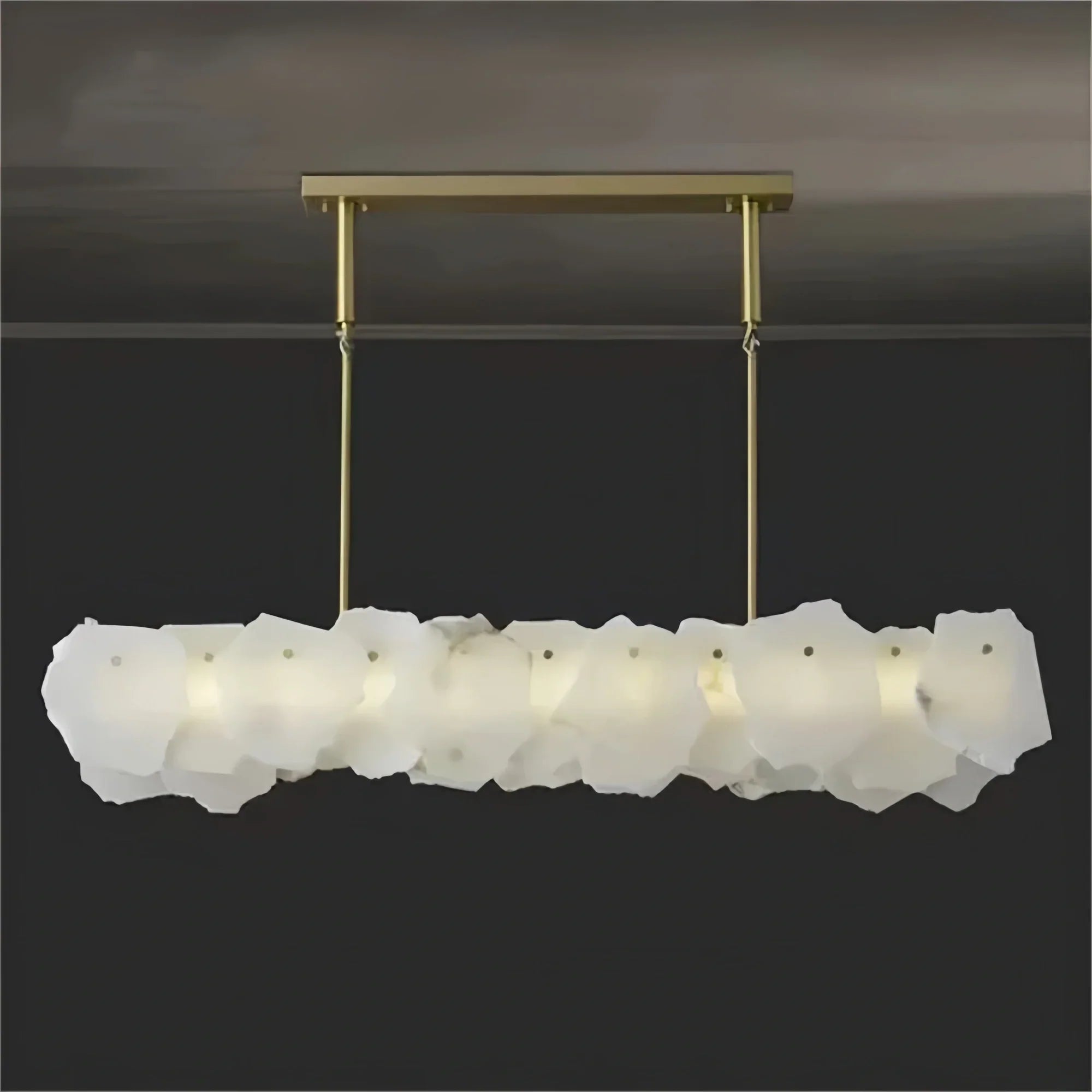 Luxury Alabaster Flakes Linear Chandelier Hanging Rod Light - Blushlighting