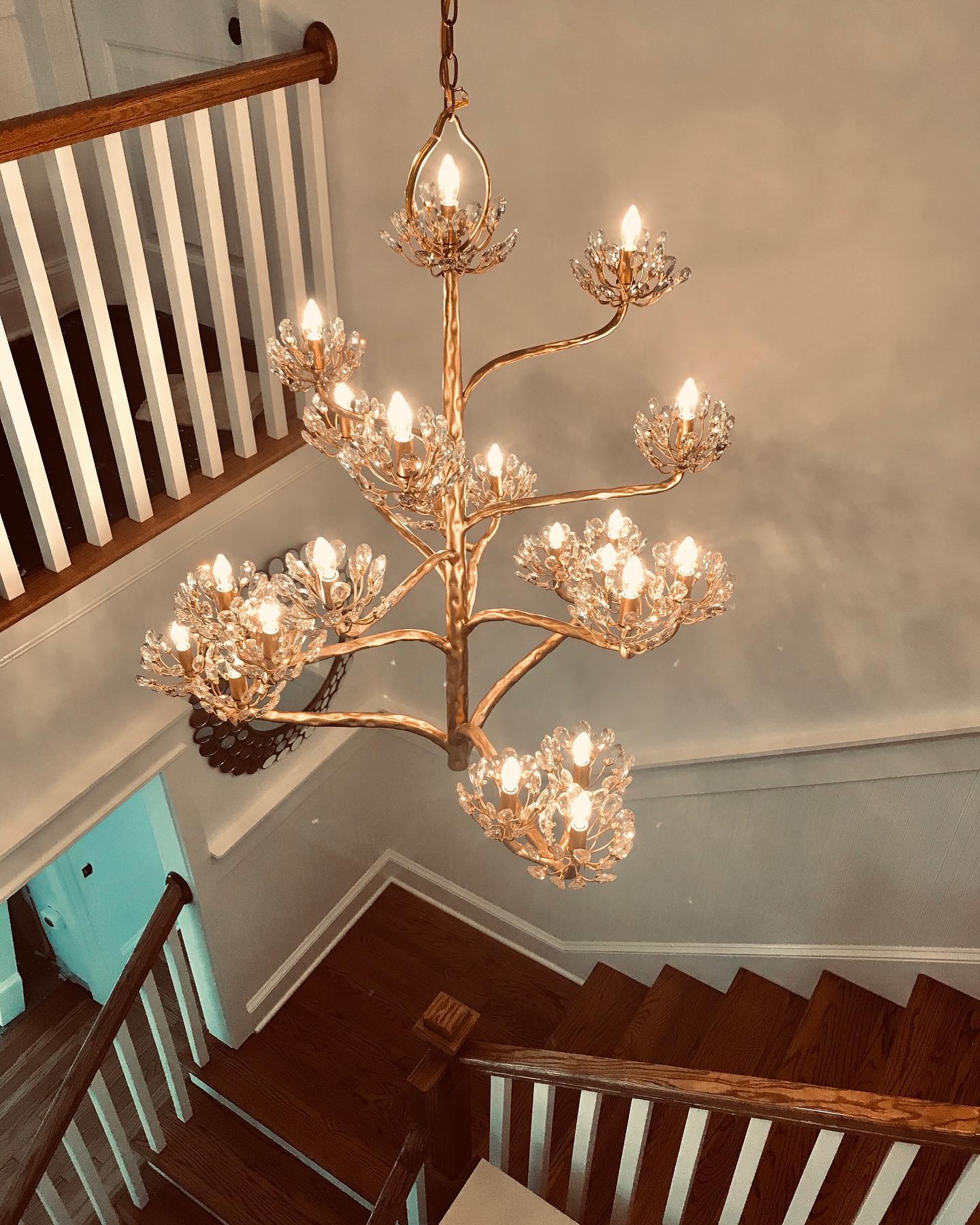 Luxury Branch Flower Chandelier in Gold for Living Room Staircase and Bedroom Lighting-Chandeliers-Blushlighting