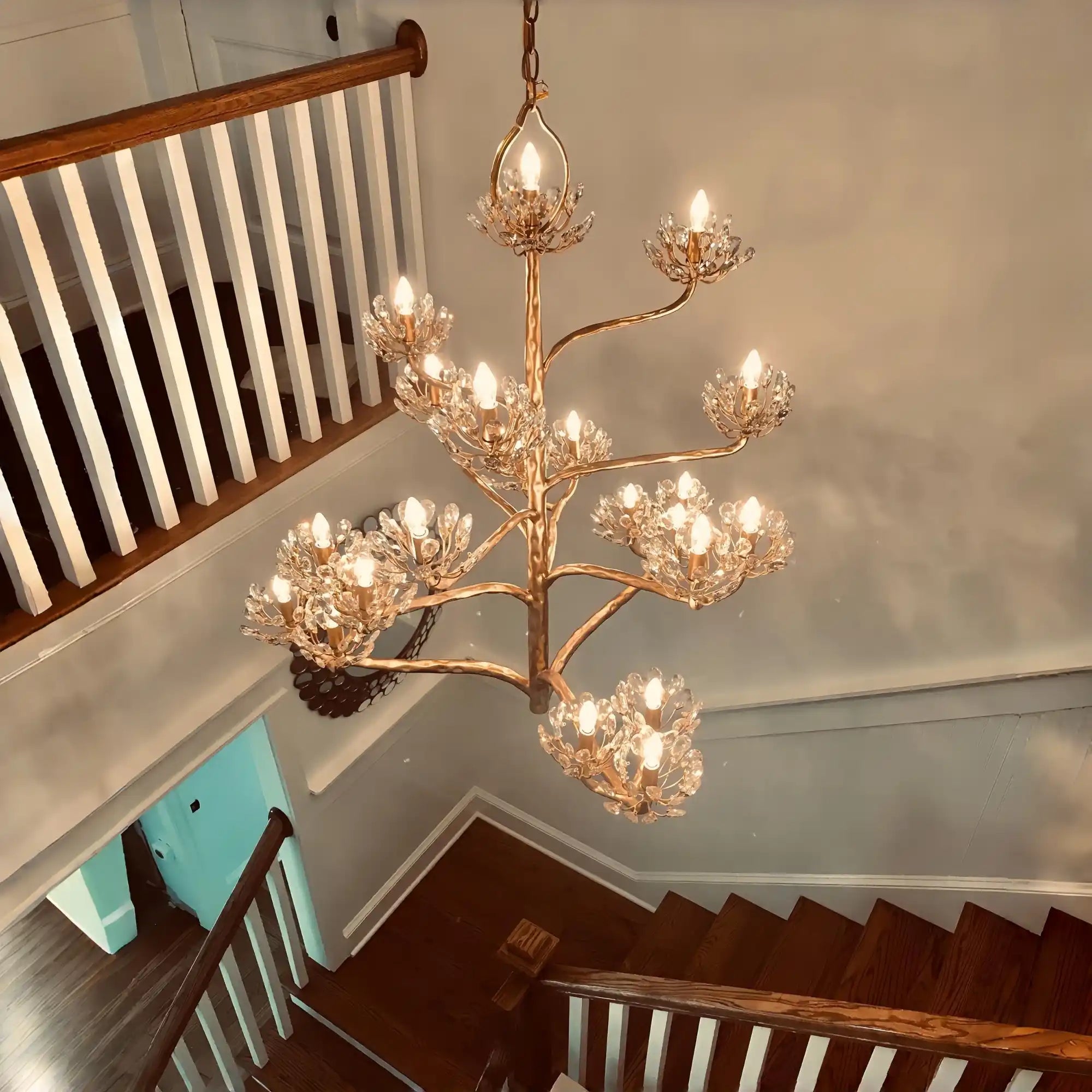Luxury Branch Flower Chandelier in Gold for Living Room Staircase and Bedroom Lighting - 22 Lights/D42"*H43.5"Warm LighgtBlushlighting