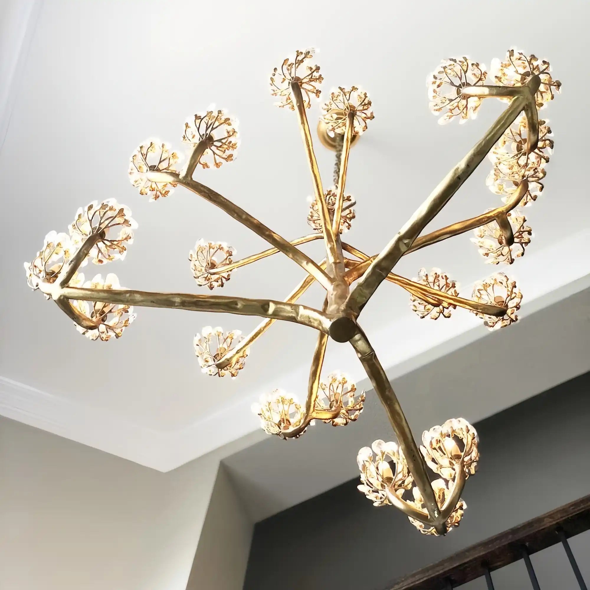 Luxury Branch Flower Chandelier in Gold for Living Room Staircase and Bedroom Lighting - 22 Lights/D42"*H43.5"Warm LighgtBlushlighting