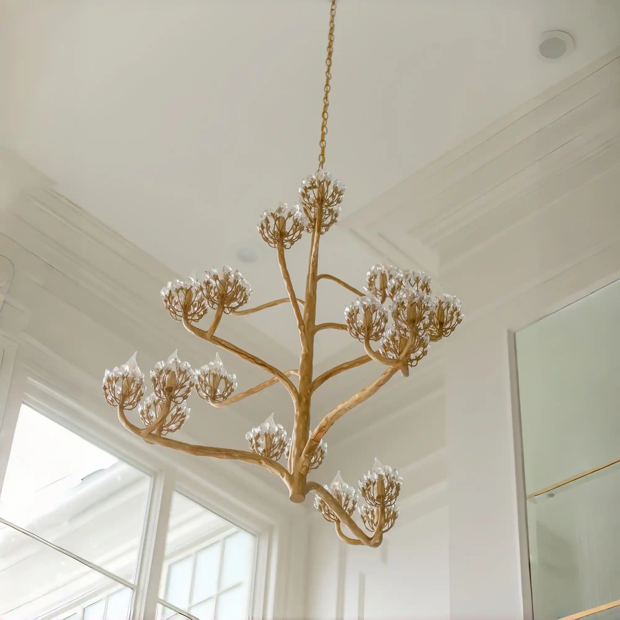 Luxury Branch Flower Chandelier in Gold for Living Room Staircase and Bedroom Lighting - 22 Lights/D42"*H43.5"Warm LighgtBlushlighting