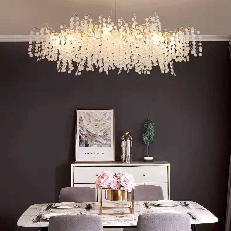 Luxury Branches Crystal Frosted Glass Chandelier Set for Living and Dining Room-Chandeliers-Blushlighting