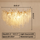 Luxury Branches Crystal Frosted Glass Chandelier Set for Living and Dining Room - Rectangle: L39.4"*H15.7"Warm LightBlushlighting