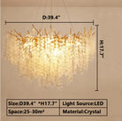 Luxury Branches Crystal Frosted Glass Chandelier Set for Living and Dining Room-Chandeliers-Blushlighting