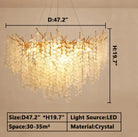 Luxury Branches Crystal Frosted Glass Chandelier Set for Living and Dining Room-Chandeliers-Blushlighting