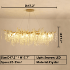 Luxury Branches Crystal Frosted Glass Chandelier Set for Living and Dining Room - Rectangle: L39.4"*H15.7"Warm LightBlushlighting