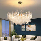 Luxury Branches Crystal Frosted Glass Chandelier Set for Living and Dining Room-Chandeliers-Blushlighting