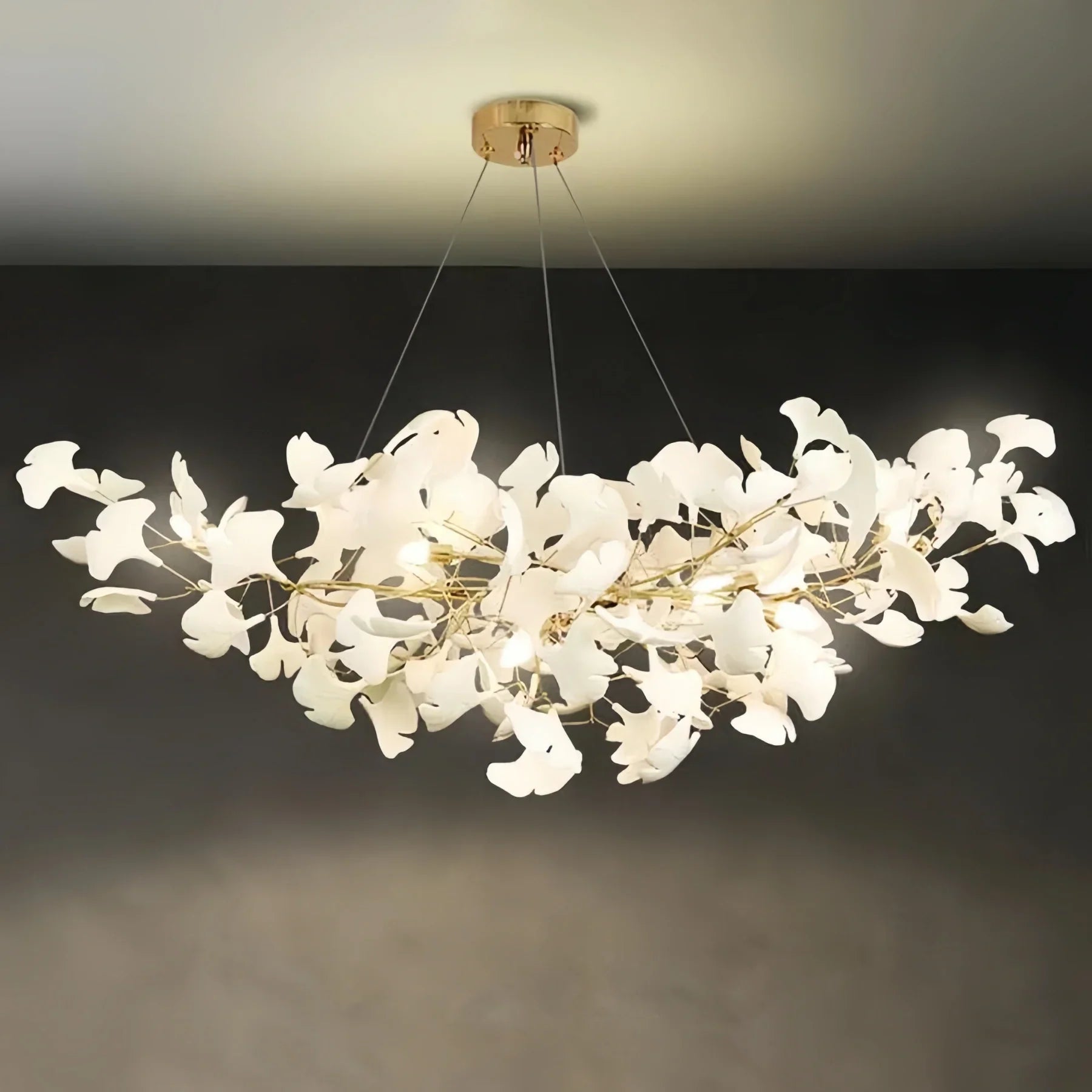 Luxury Ceramic Ginkgo Linear Chandelier-Chandelier-
