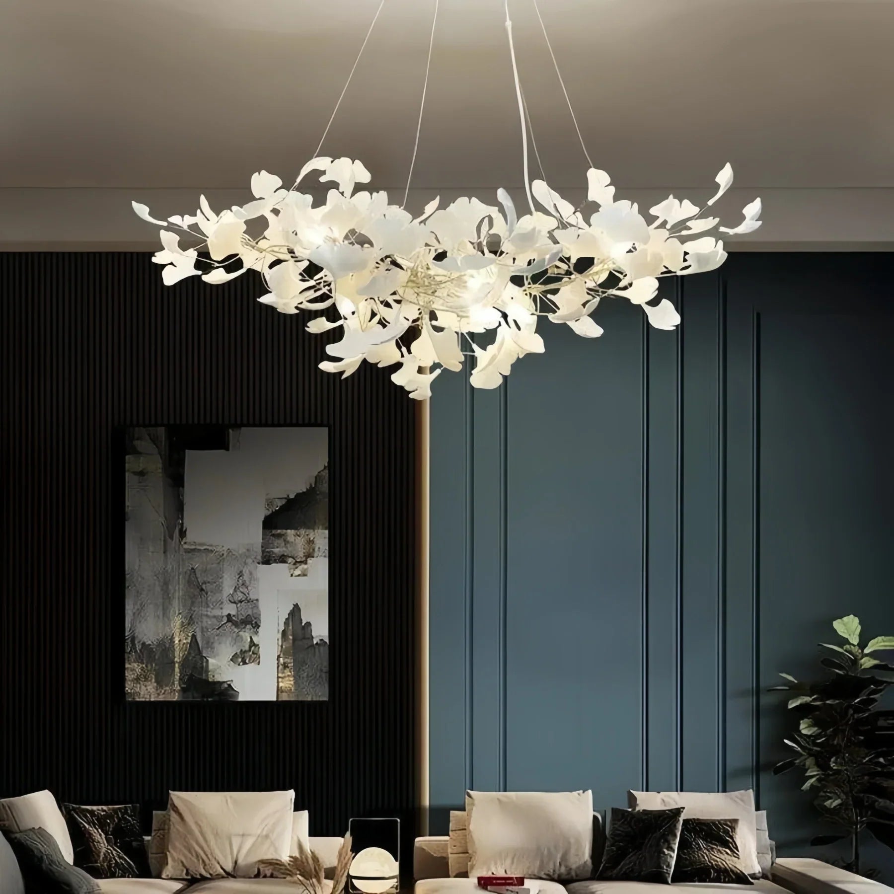 Luxury Ceramic Ginkgo Linear Chandelier - 39''Blushlighting