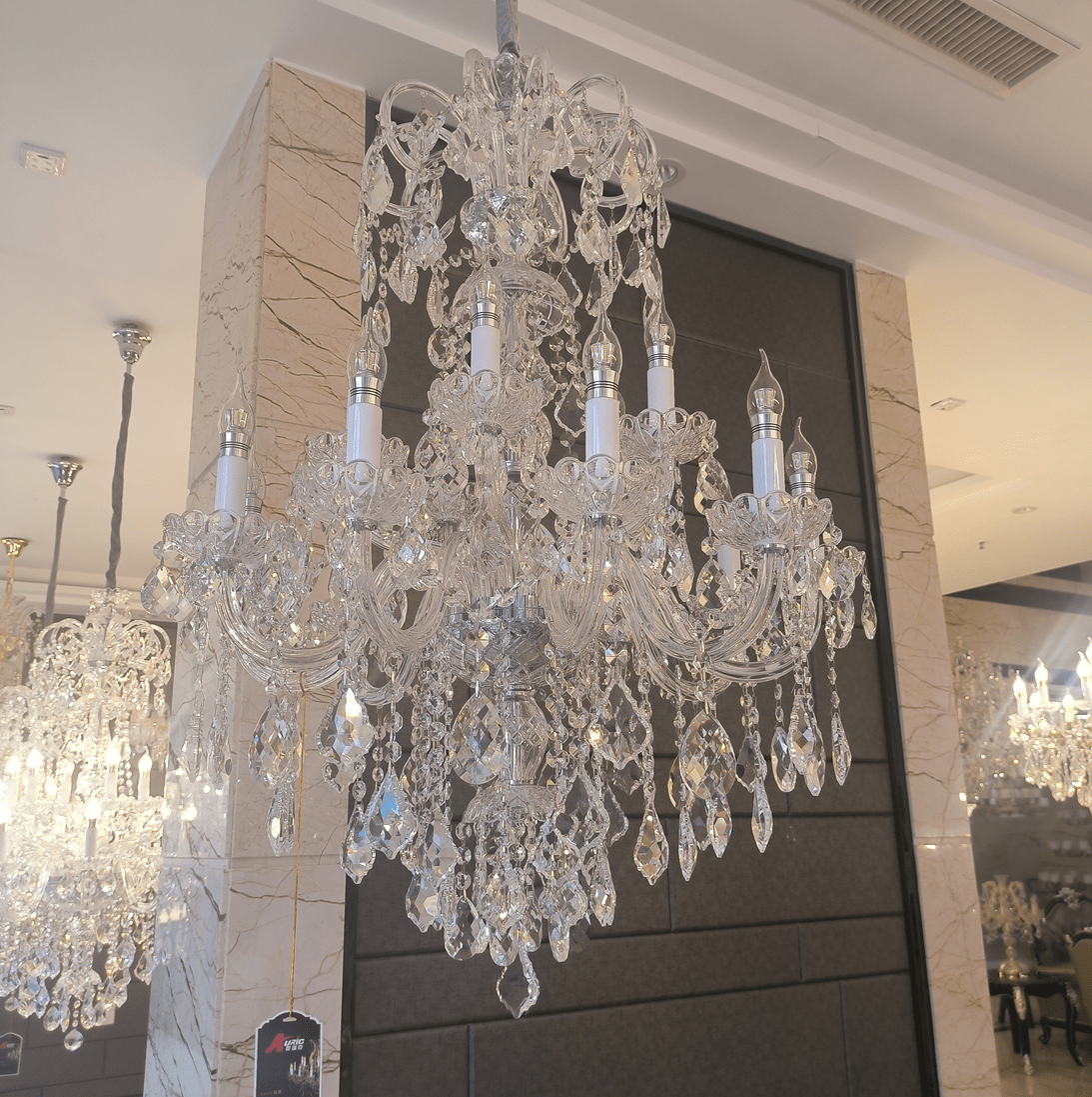 Luxury Classic Clear Crystal Chandelier for Foyer/Staircase/Entryway/Hallway - 15 Lights/D31.5"*H41.34"Warm LightBlushlighting