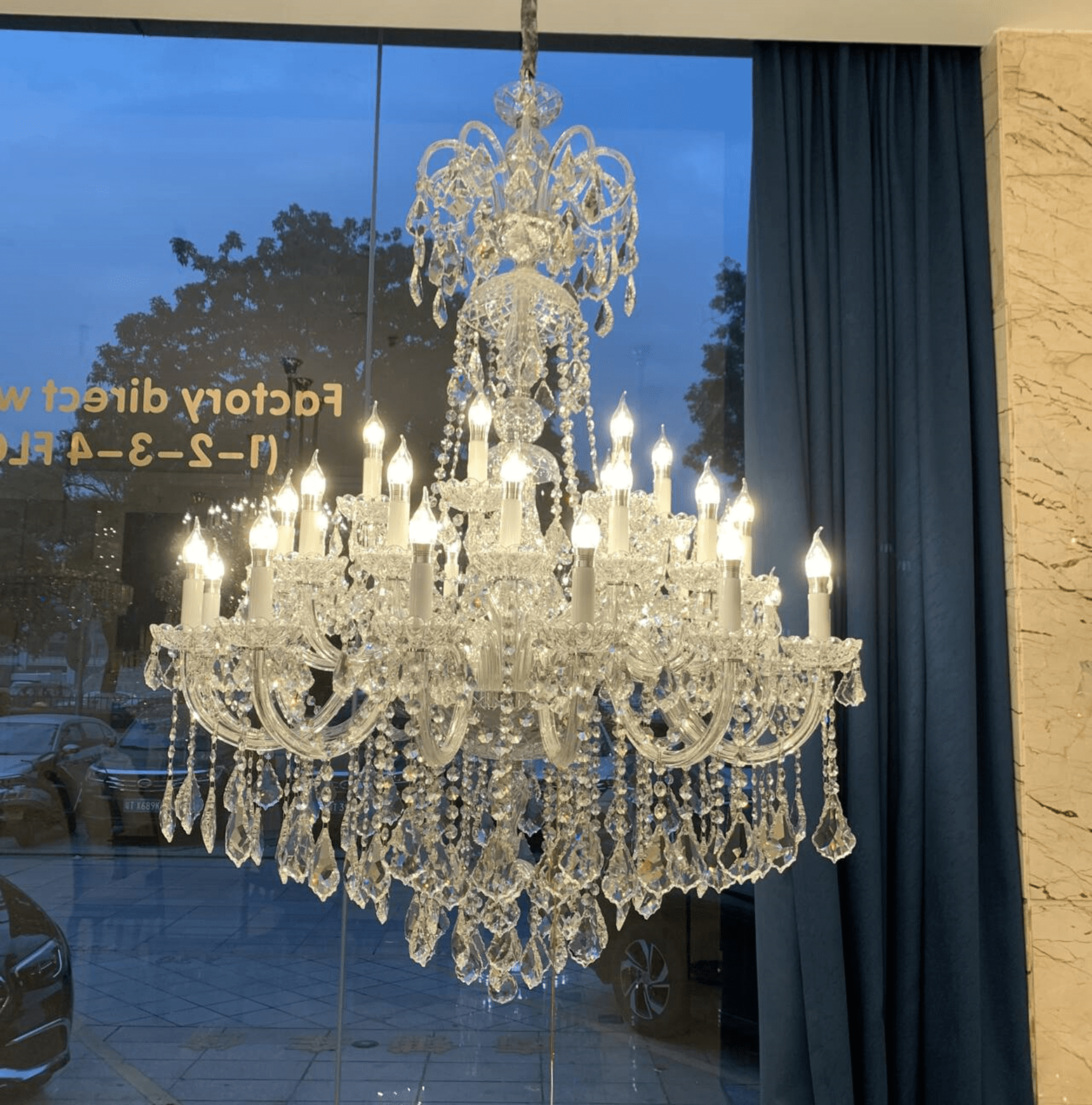 Luxury Classic Clear Crystal Chandelier for Foyer/Staircase/Entryway/Hallway - 35 Lights/D47.2"*H59.1"Warm LightBlushlighting