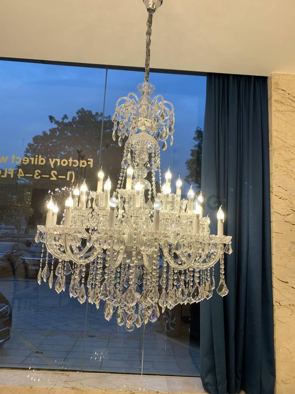Luxury Classic Clear Crystal Chandelier for Foyer/Staircase/Entryway/Hallway - 45 Lights/D59.1"*H72.8"Warm LightBlushlighting