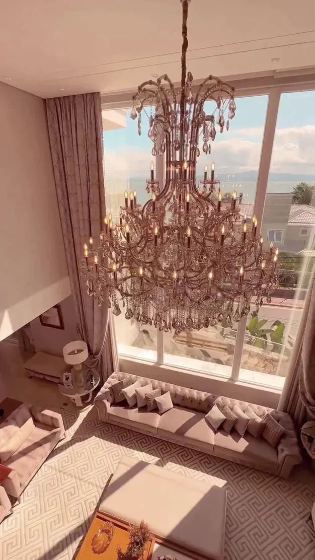 Luxury Classic Multi - layers Candle Crystal Dimmable Tiered Chandelier in Gold/Silver Finish - D47.2" *H59"GoldBlushlighting