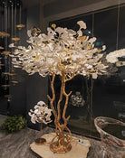 Luxury Creative White Ceramic Ginkgo Biloba Copper Branch Art Design Floor Lamps for Living Room/Bedroom/Dressing Room