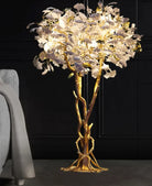 Luxury Creative White Ceramic Ginkgo Biloba Copper Branch Art Design Floor Lamps for Living Room/Bedroom/Dressing Room