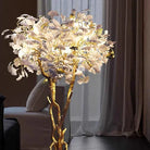 Luxury Creative White Ceramic Ginkgo Biloba Copper Branch Art Design Floor Lamps for Living Room/Bedroom/Dressing Room