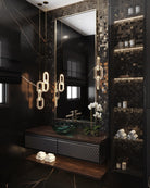 Luxury Crystal and Metal Chain Pendant Chandelier for High Ceilings with Modern Finish - Vertical/3 Rings/D12"*H48"/26kgGoldWarm LightBlushlighting