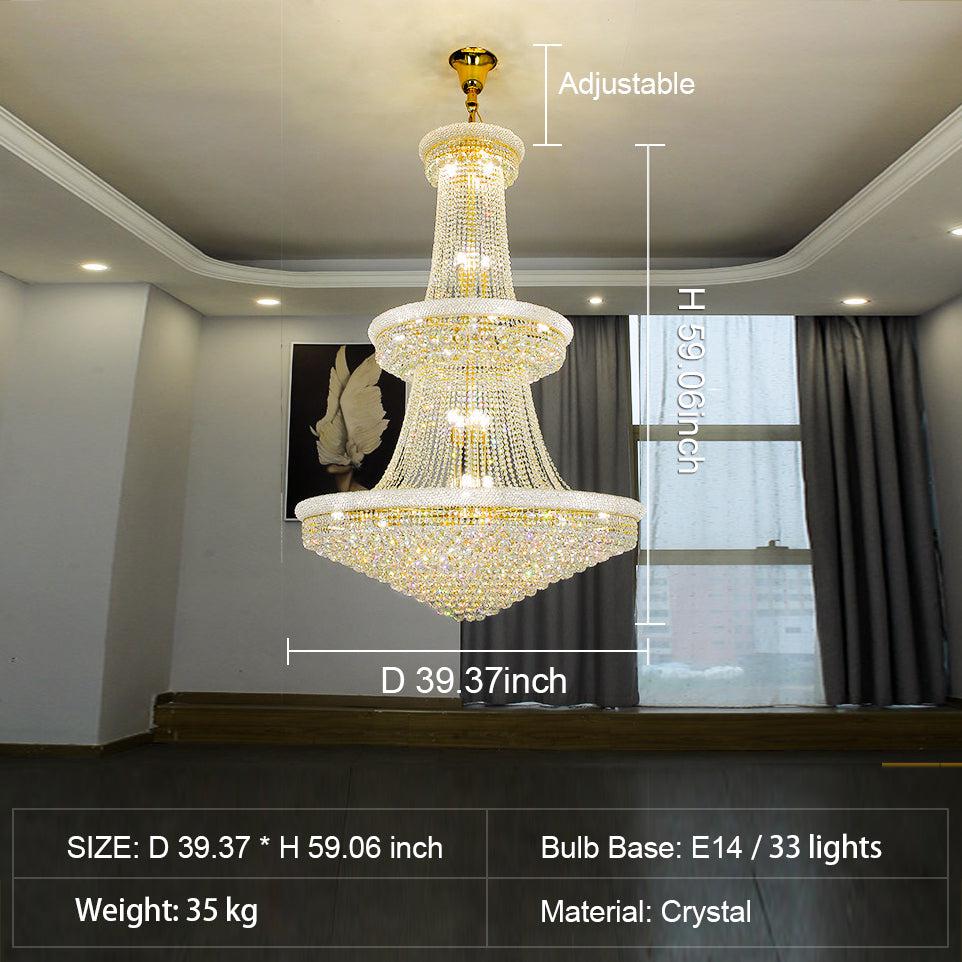 Luxury Crystal Chandelier for Grand Villa Hall and Duplex Staircase Lighting-chandelier-Blushlighting-Blushlighting