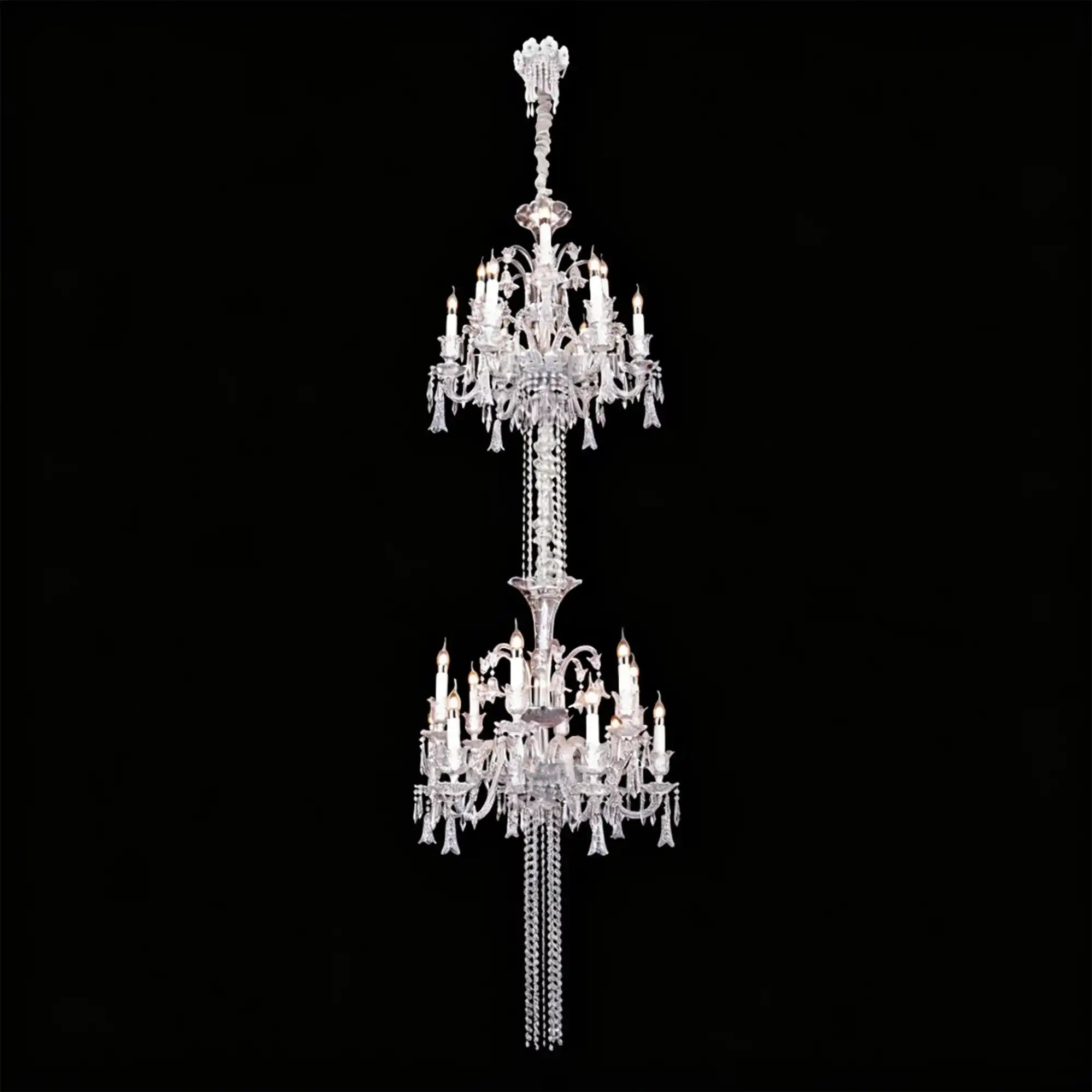 Luxury Dual-Tier Palace Crystal Chandelier - 24 Lights/D32.28"*H90.55"(D82cm*H230cm)Warm LightBlushlighting