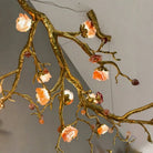 Luxury Elegant Golden Branch Blossom Twig Natural Crystal Lighting Set - Pendant Chandelier/L50.39“*W24.8”Warm LightBlushlighting