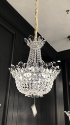 Luxury Empire Branch Crystal Chandelier Pendant Light for Entryway and Foyer - D27.60'' * H58.27'' / 18 LightsWarm LightBlushlighting