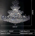 Luxury Empire Floral Crystal Chandelier - D31.5"*H26.8"Warm LightBlushlighting