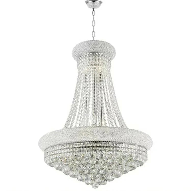 Luxury Empire Foyer K9 Crystal Chandelier Light Fixture In Gold/ Chrome Finish - D19.7"*H21.7"ChromeWarm LightBlushlighting